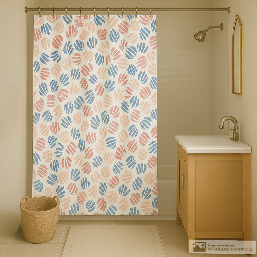 Cortina de poliéster estampada para baño + forro 178x183 cm