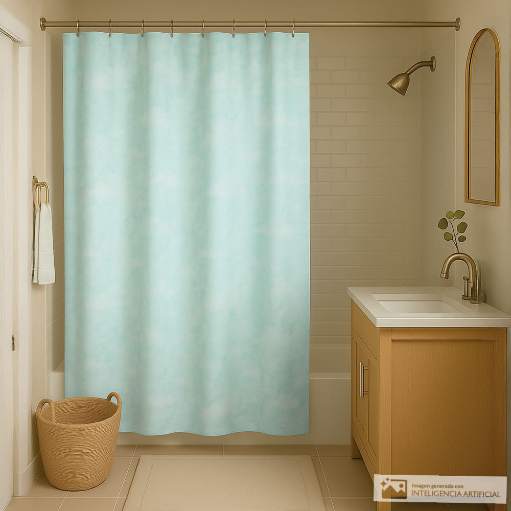 Cortina de poliéster estampada para baño + forro 178x183 cm