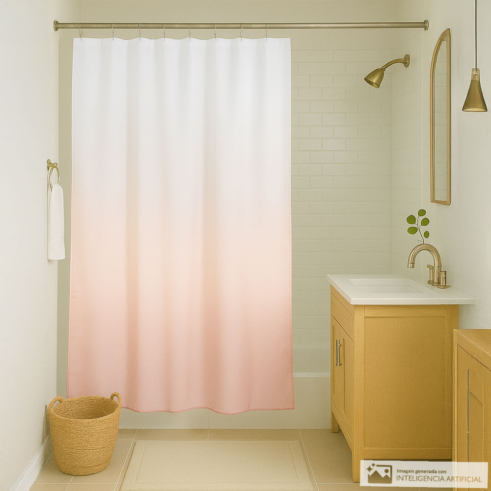 Cortina de poliéster estampada para baño + forro 178x183 cm