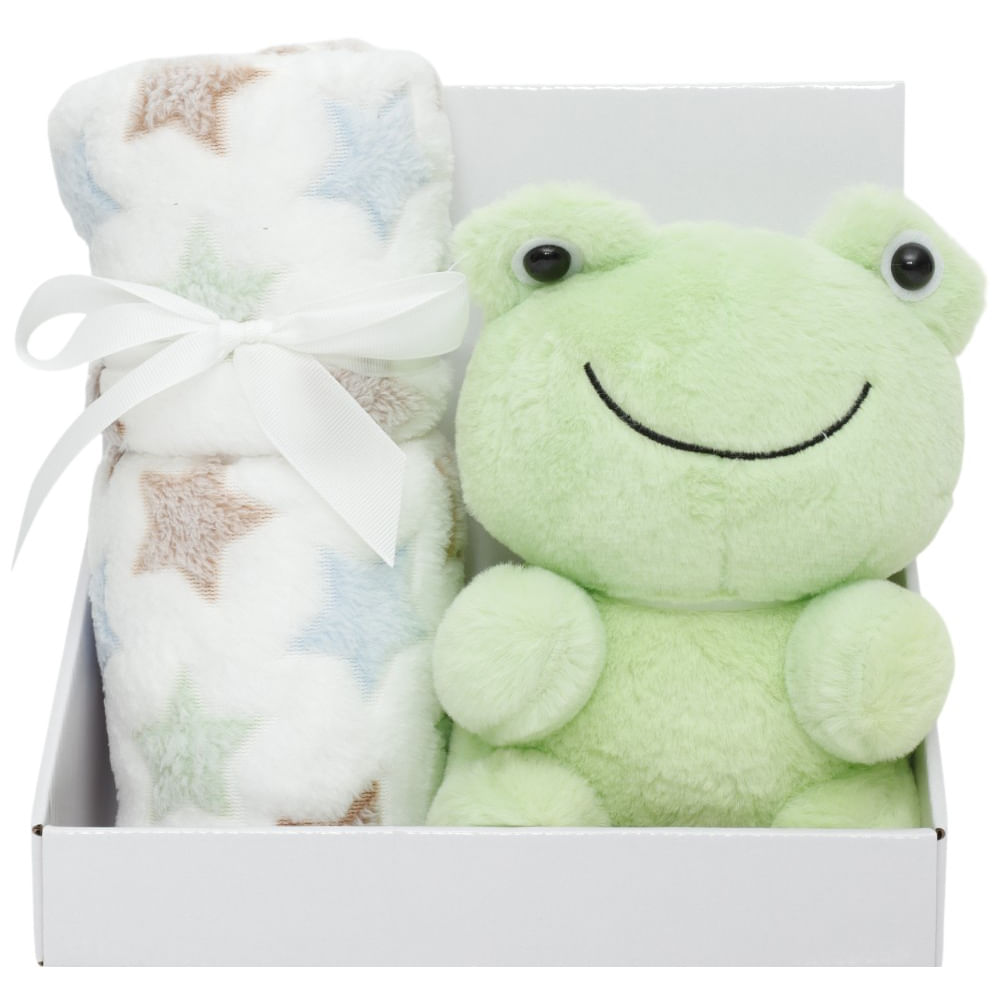 Frazada y peluche de ranita para bebé