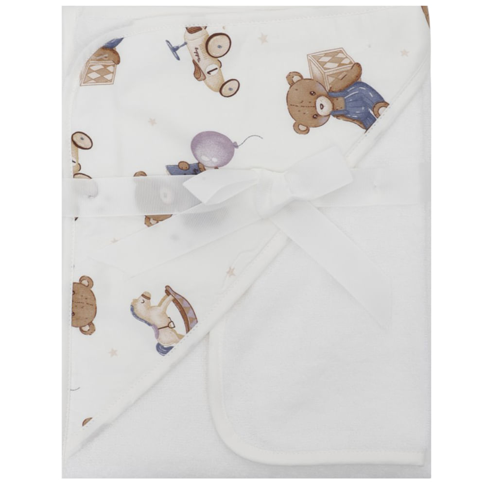 Toalla blanca con capucha para bebé