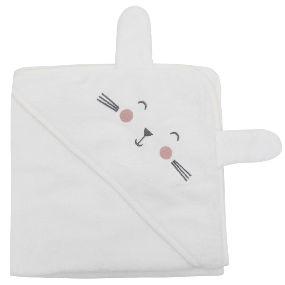 Toalla blanca con capucha para bebé