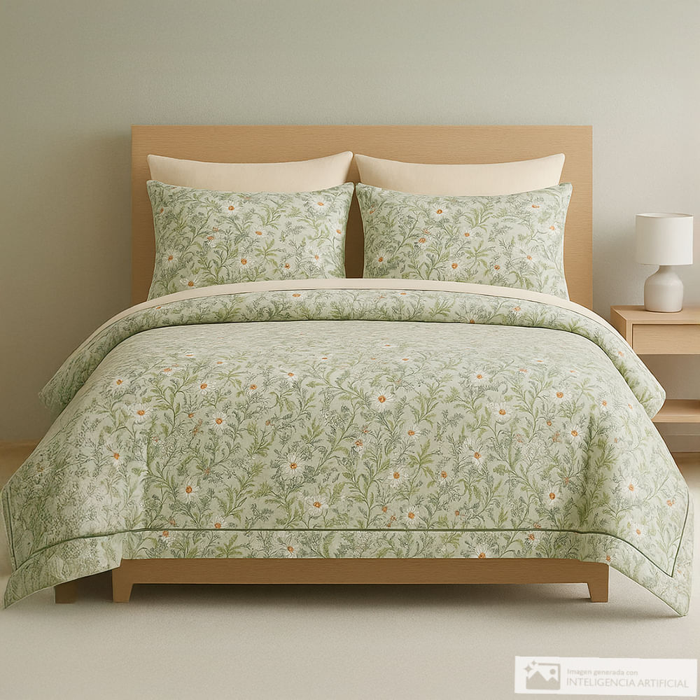 Edredón de algodón estampado botánico
