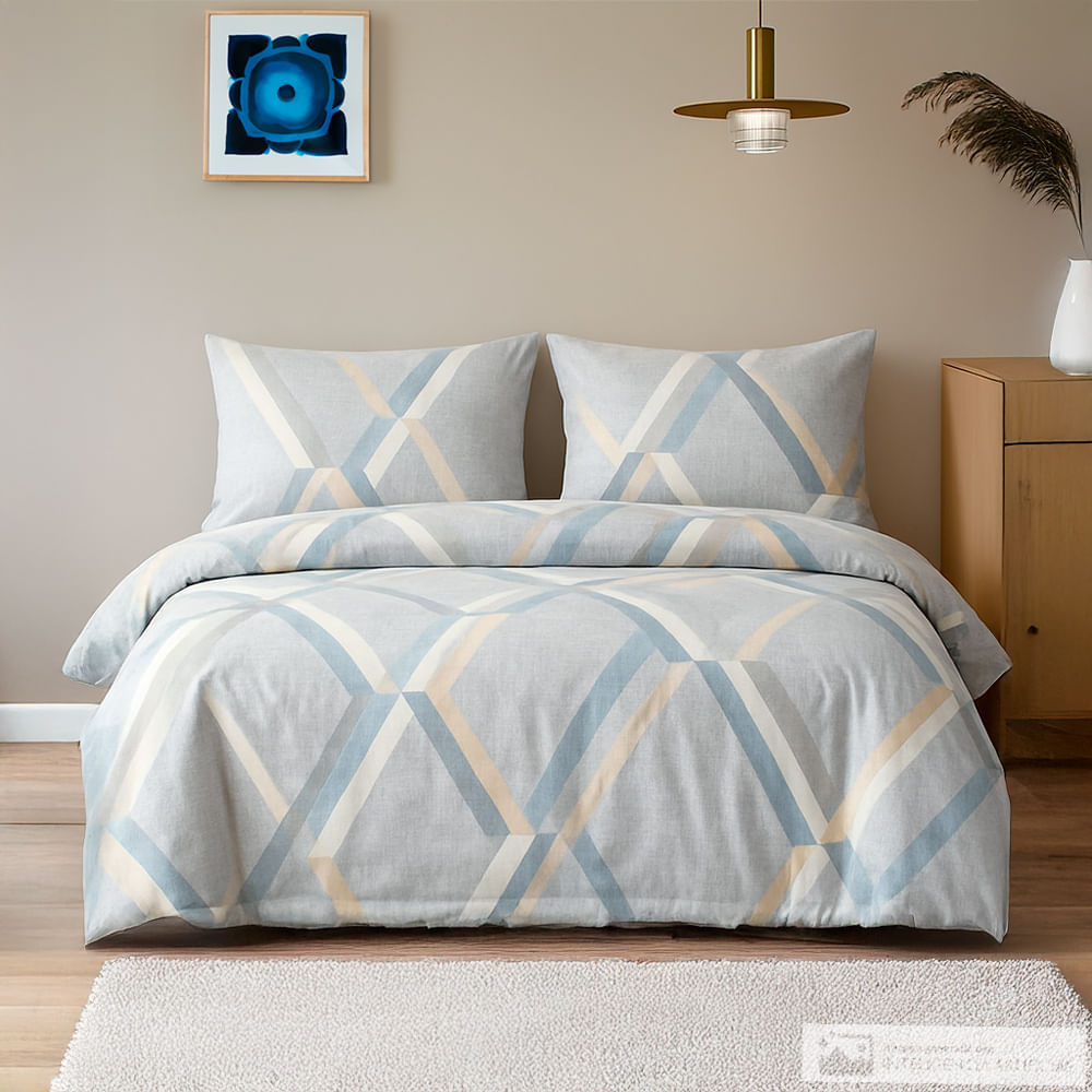 Edredón de algodón estampado geométrico