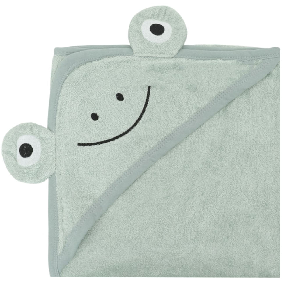 Toalla verde con capucha para bebé