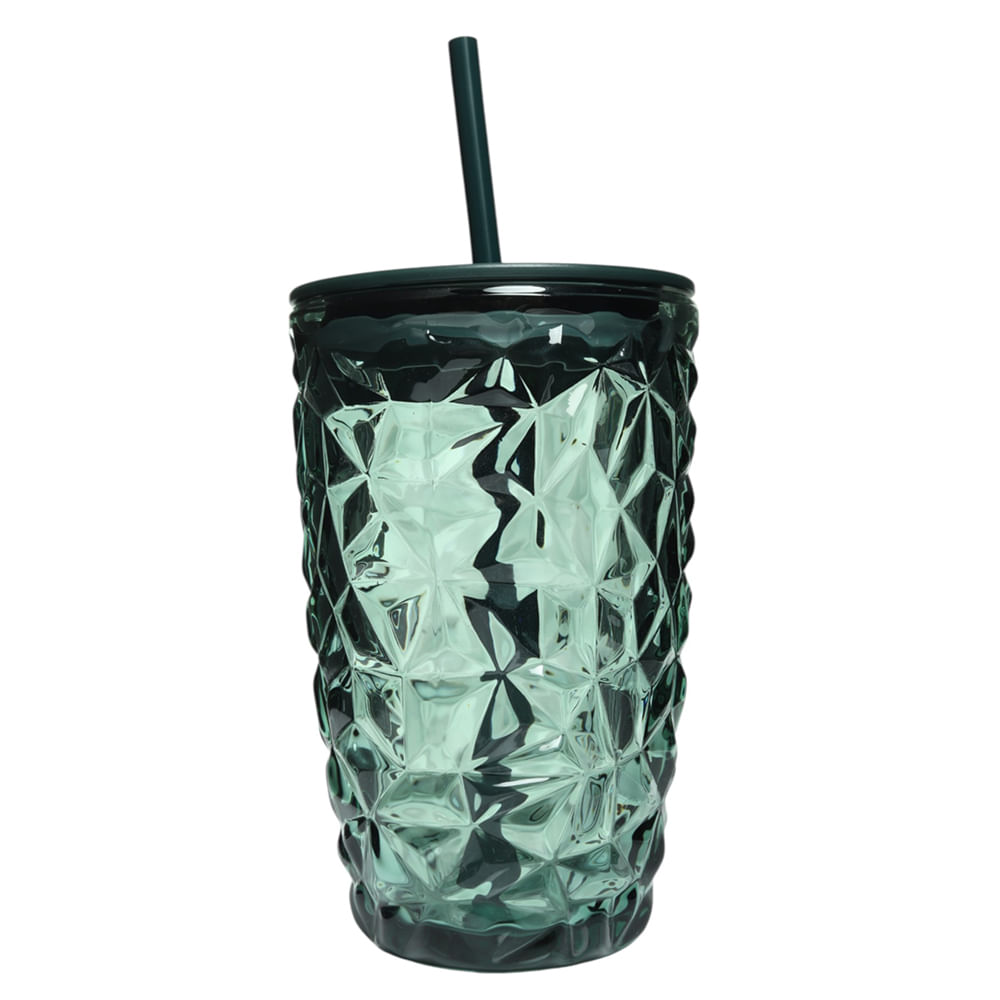 Vaso de vidrio con pajilla Detalles 420 ml