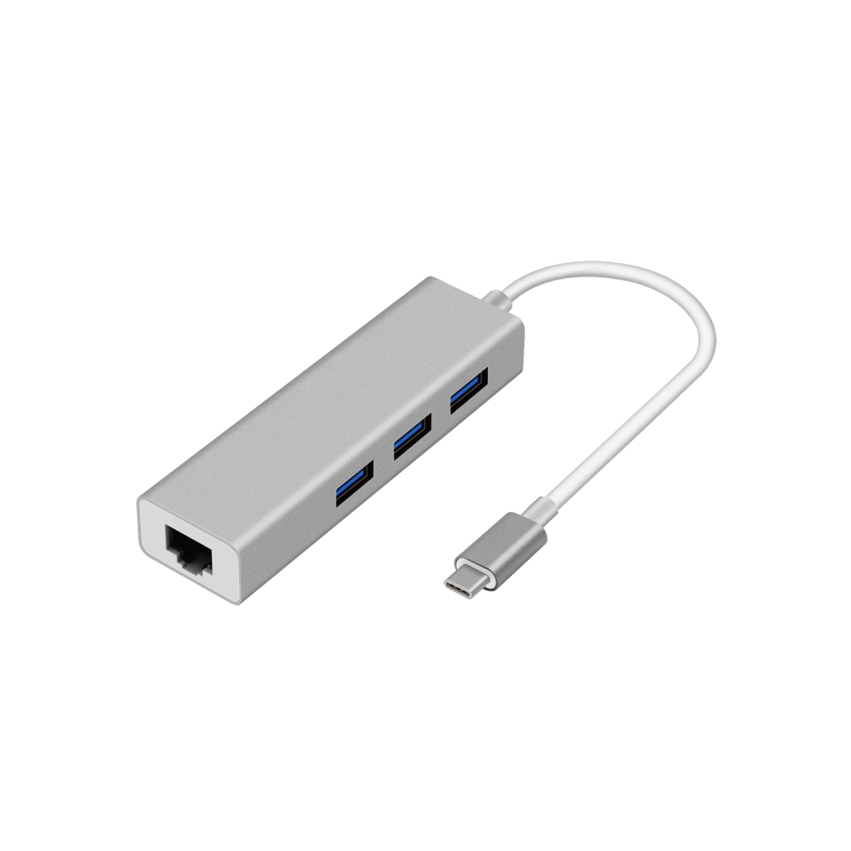 Adaptador USB-C a RJ45 hembra (1000 Mbps) y USB (3 x 3.0) AO-AD-1010