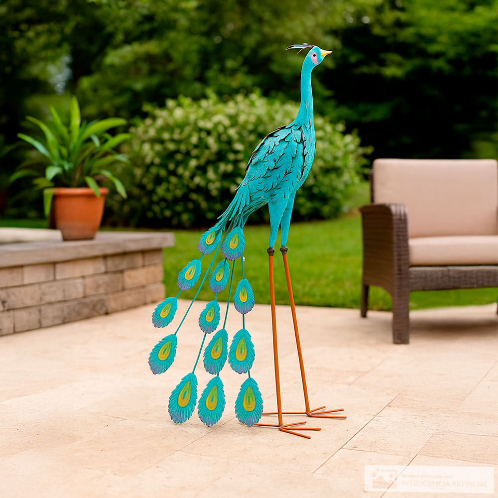 Pavo real decorativo de metal 30x74 cm