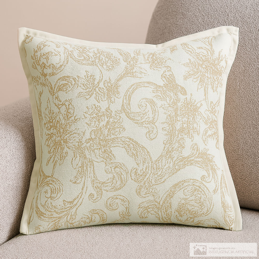 Cojín cuadrado de poliéster jacquard hojas abstractas 45x45 cm