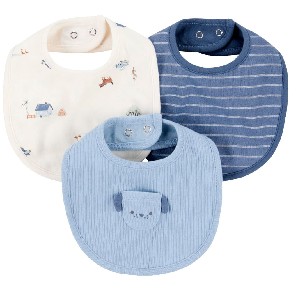 Set de 3 baberos con estampado para bebé niño