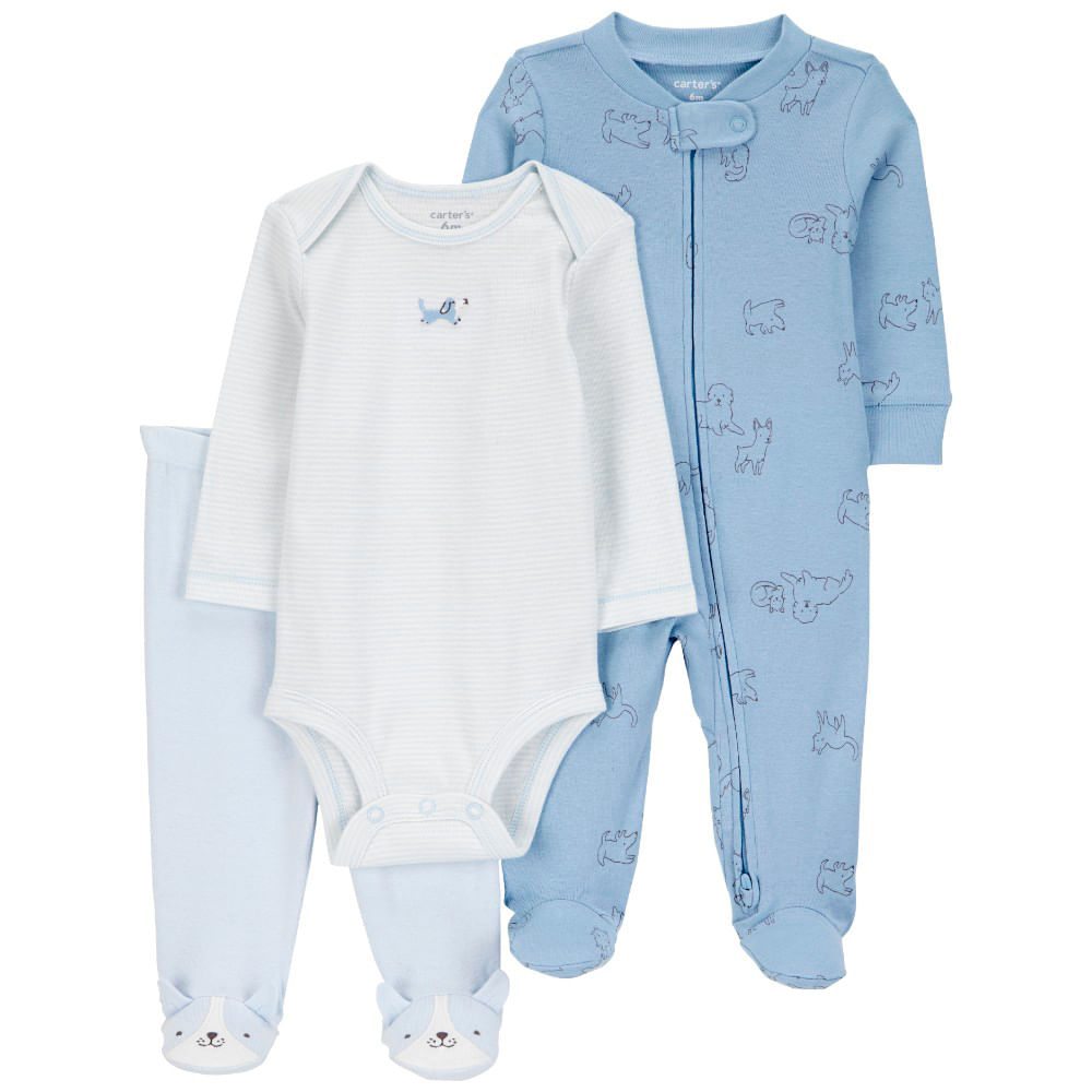 Conjunto de 3 piezas bicolor con estampado para bebé niño