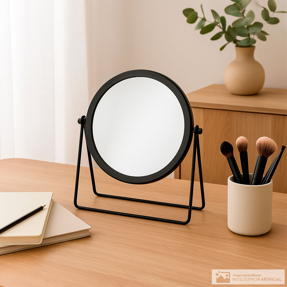 Espejo de tocador redondo negro 21x19 cm