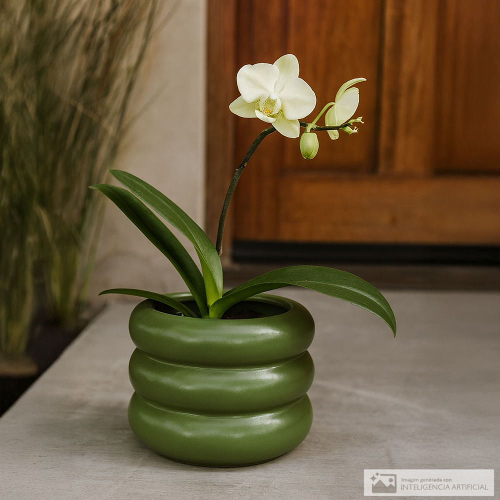 Florero de cerámica circular 12.2x9.3 cm