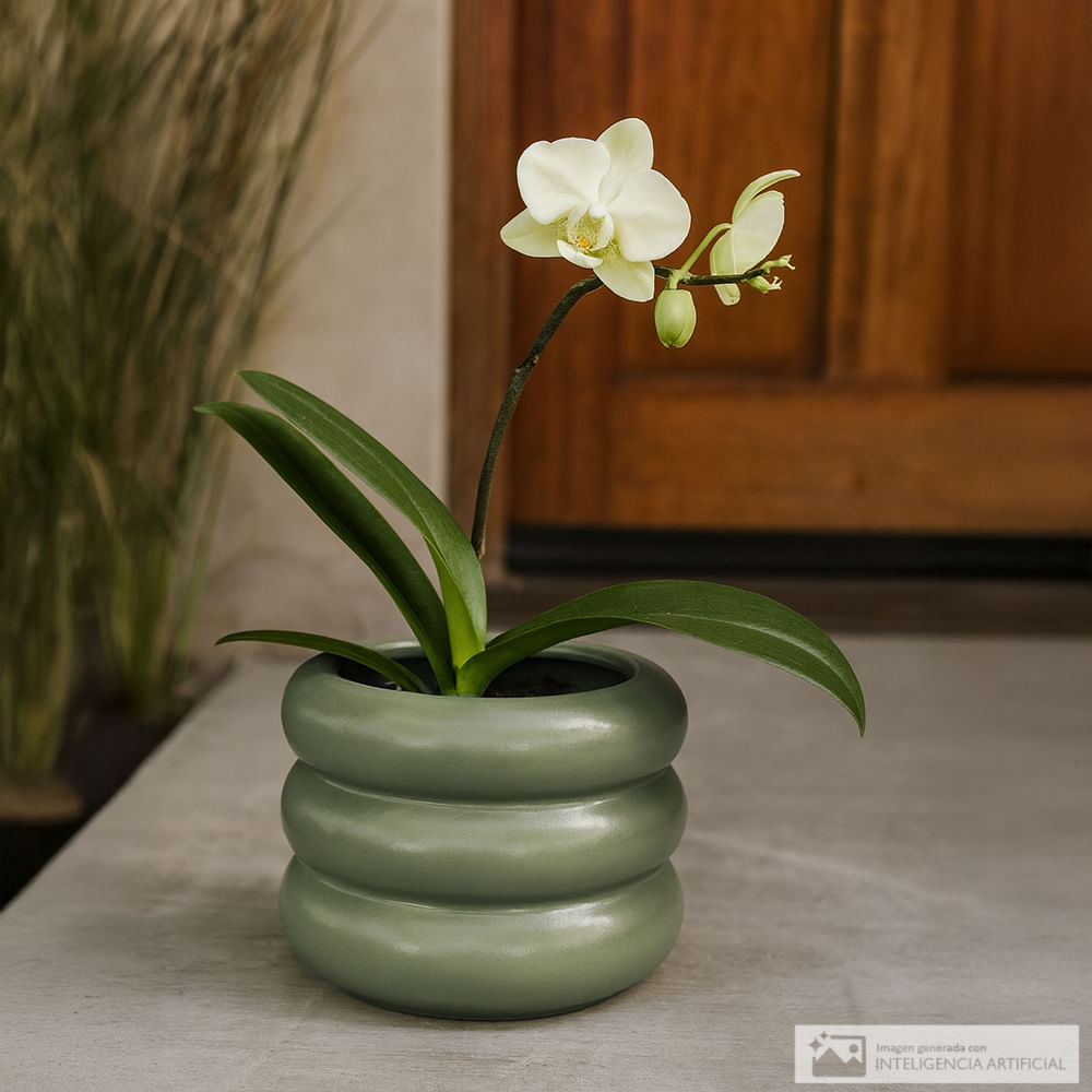 Florero de cerámica circular 12.2x9.3 cm