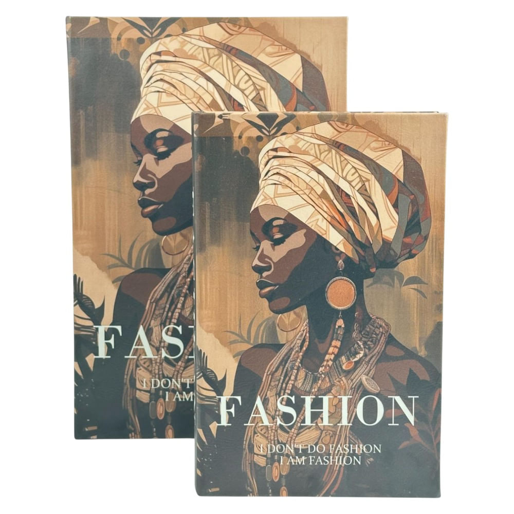 Juego de dos cajas de libros diseño africano 33x22x7 cm