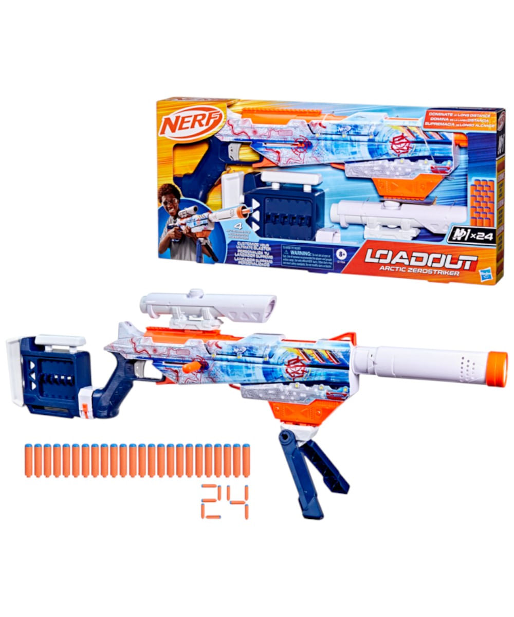 Nerf lanzador Loadout arctic zerostriker 24 dardos