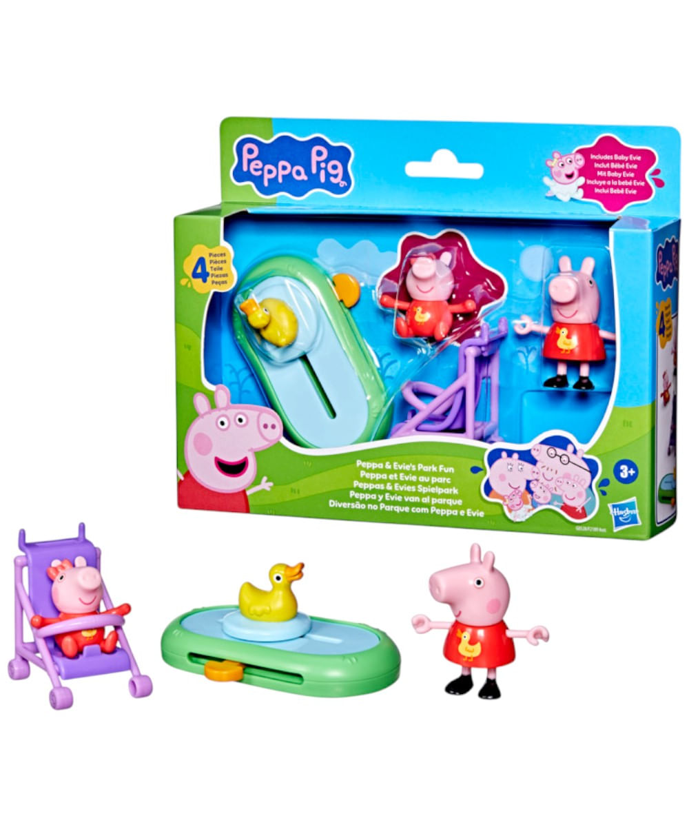 Peppa pig y Evie parque diversión incluye figuras y accesorios