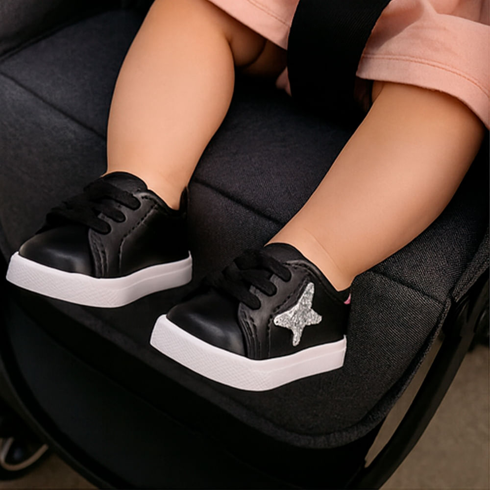 Zapato deportivo casual Orange negro para niña bebé