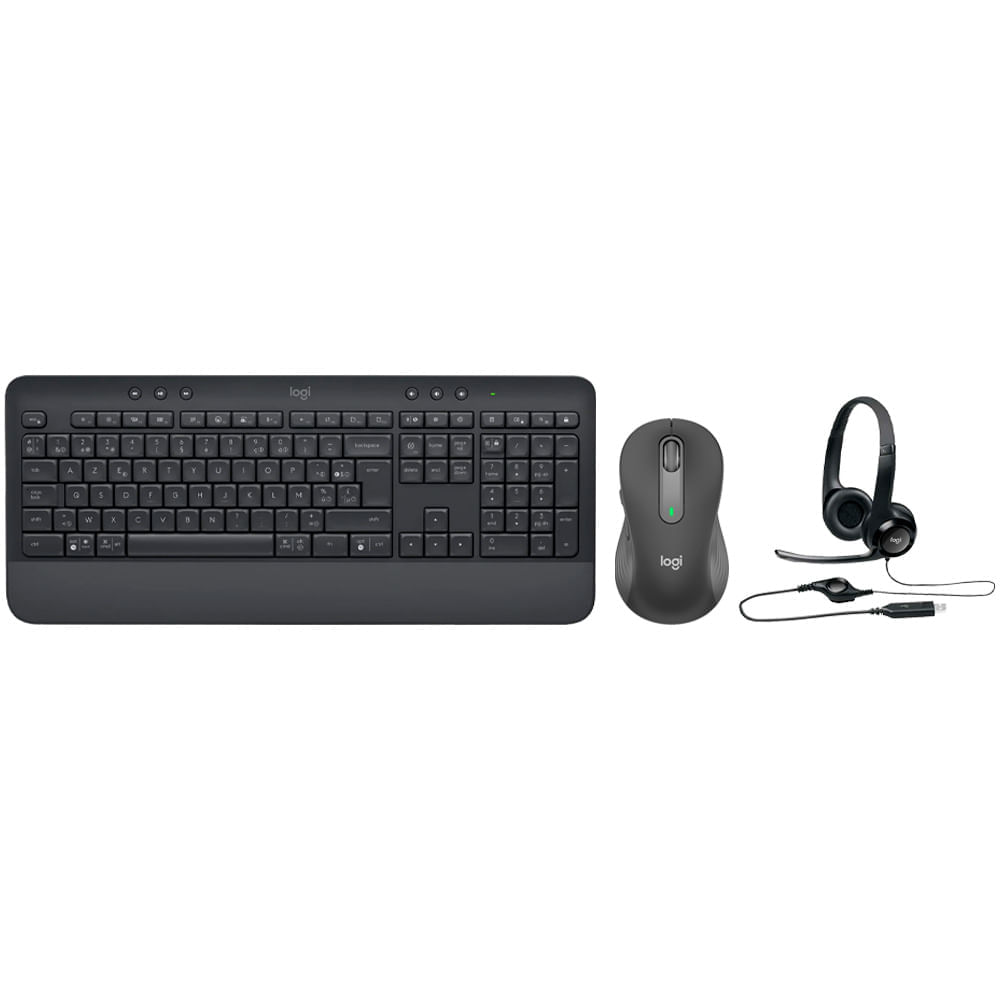 Combo mouse Logitech M650 + teclado inalámbrico K650+ audífonos cableados H390
