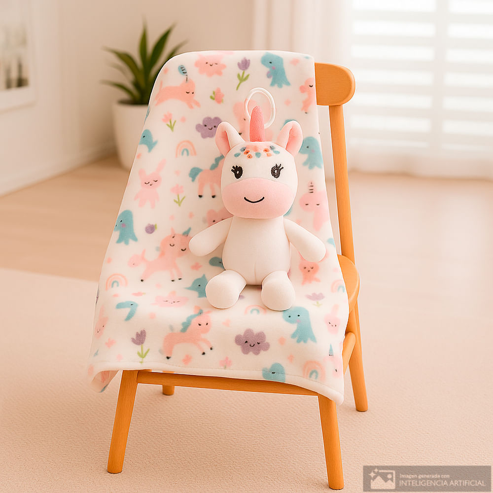 Frazada blanca con peluche