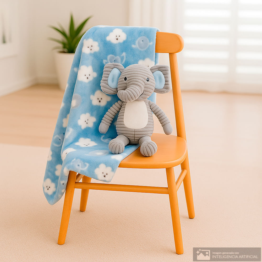 Frazada celeste con peluche