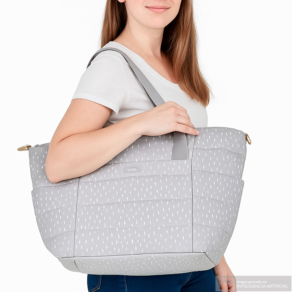 Pañalera estilo cartera gris