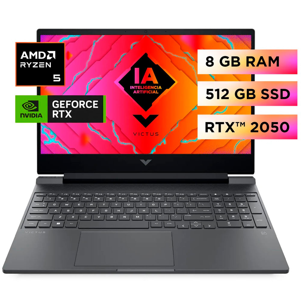Laptop HP 15-FB2026LA Victus Ryzen 5-8645HS 8GB RAM 512GB SSD Windows 11 15.6" (39.62 cm)