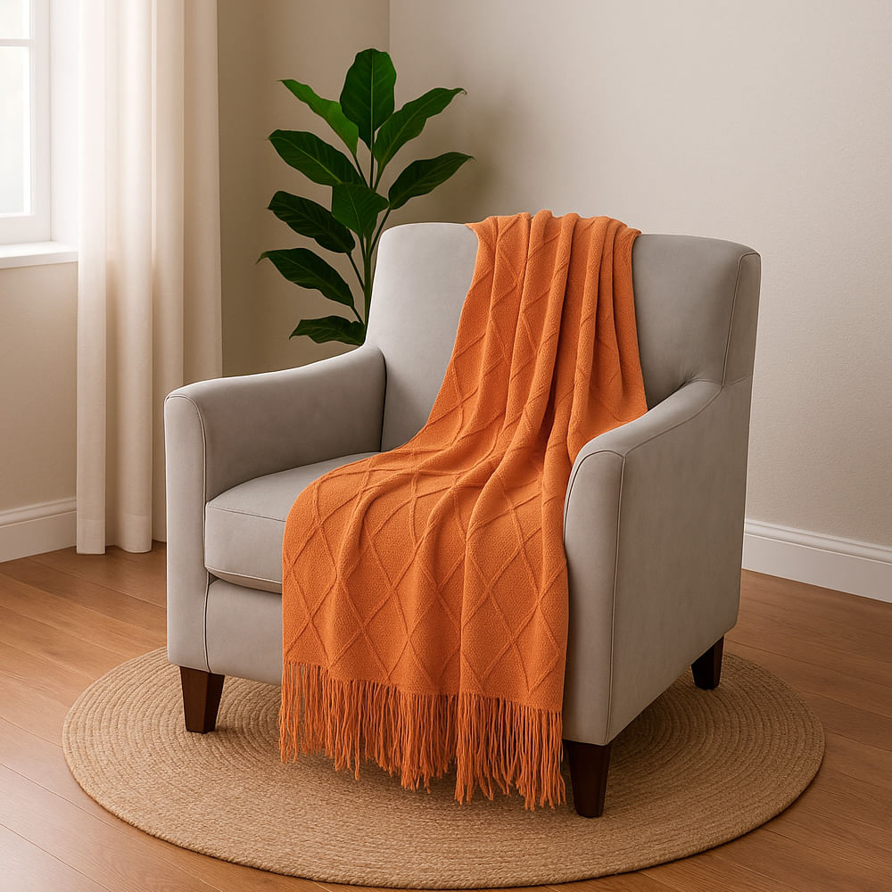 Frazada de poliéster con textura de rombos 27x152 cm