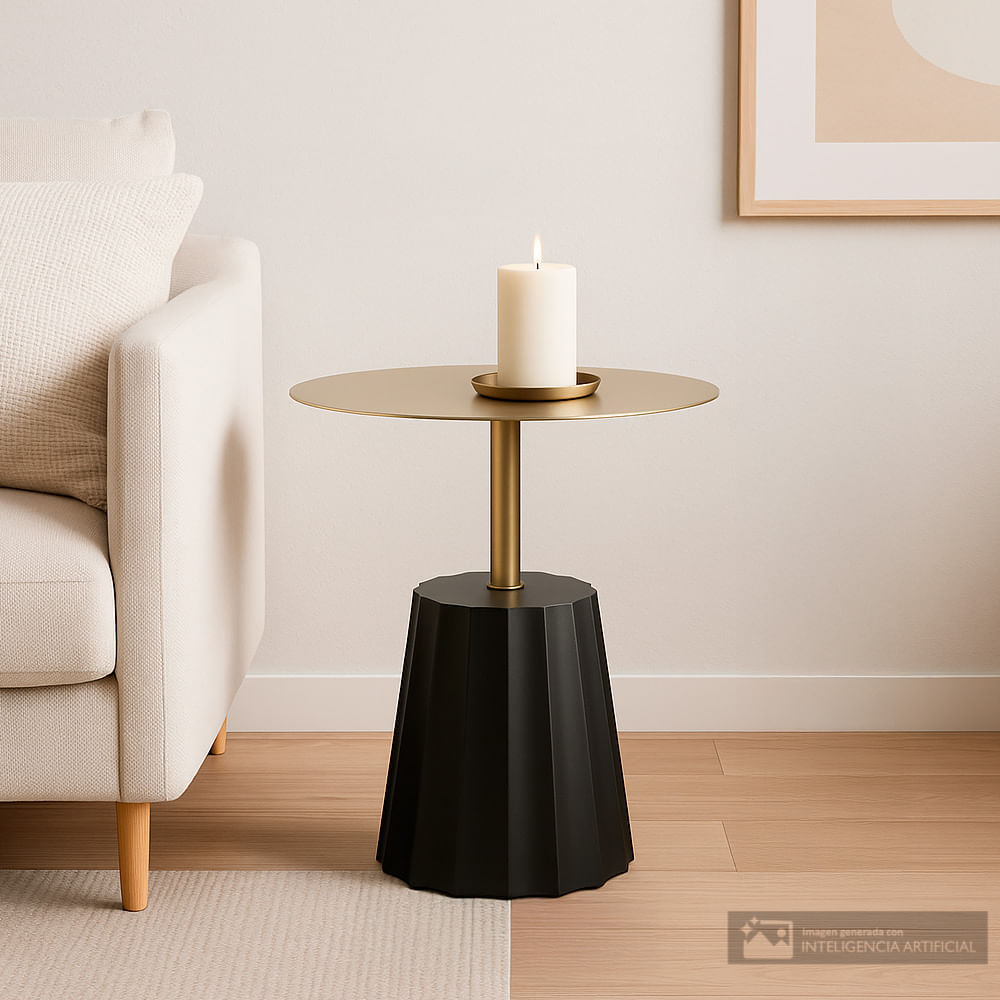 Mesa esquinera moderna con base negra