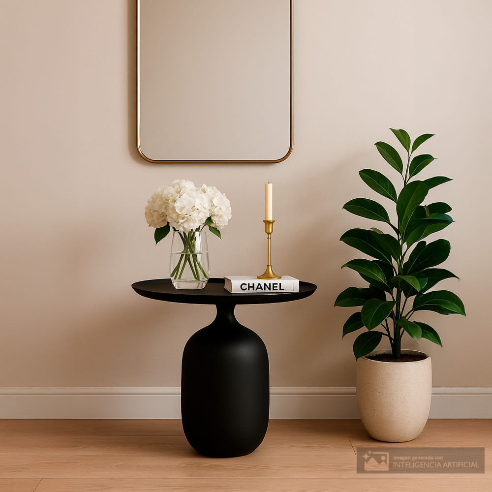 Mesa esquinera circular negra