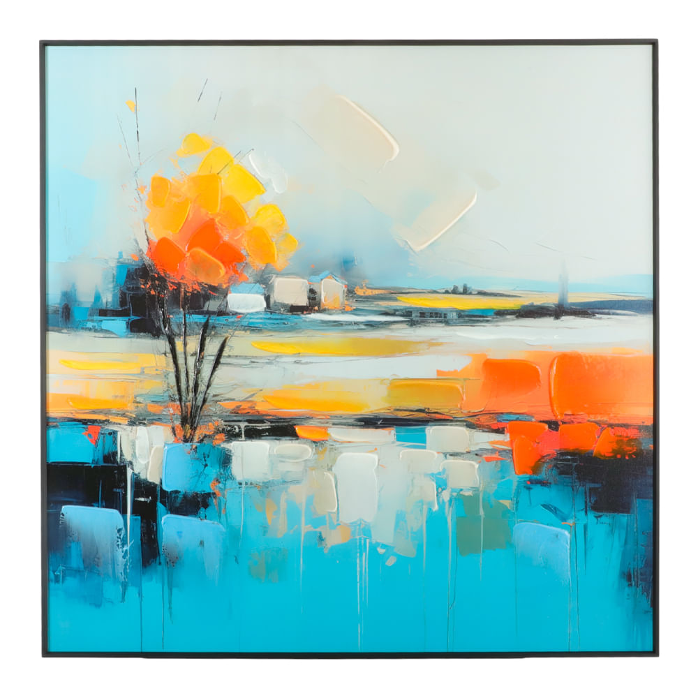 Cuadro decorativo campo abstracto con relieve 80x80 cm