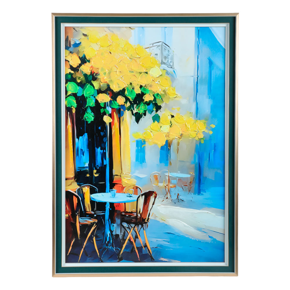 Cuadro decorativo enmarcado cafetería europea 69x49 cm