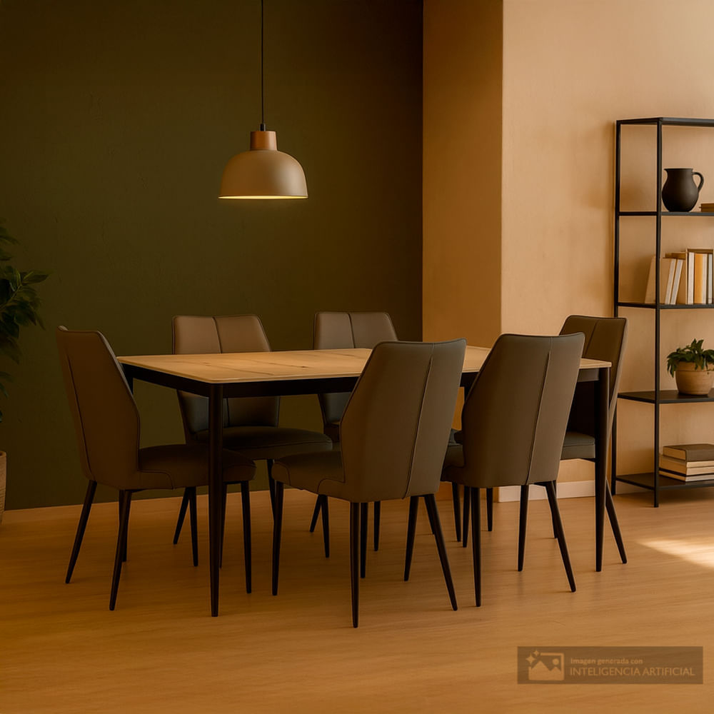 Comedor 6 personas rectangular top mármol