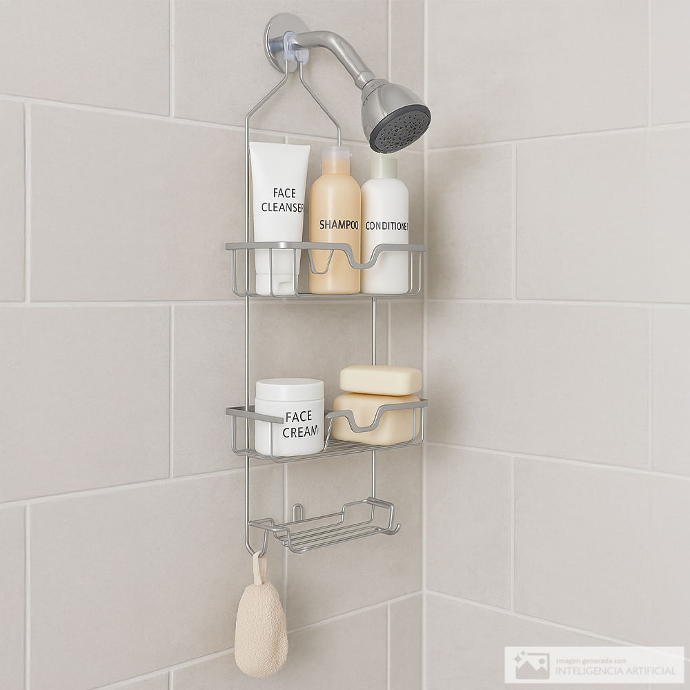 Organizador de aluminio colgante para baño 65x27.8x12 cm