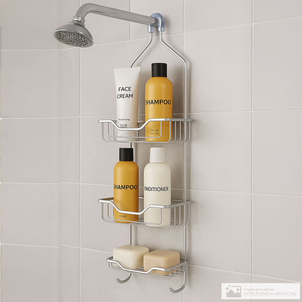 Organizador de aluminio colgante para baño 65x27.8x12 cm