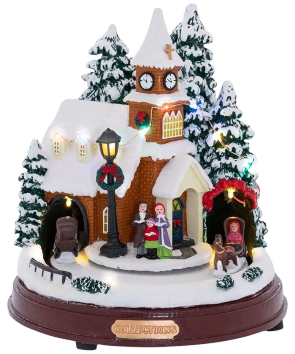 Escena navideña con luz y movimiento 20 x 20 x 23 cm