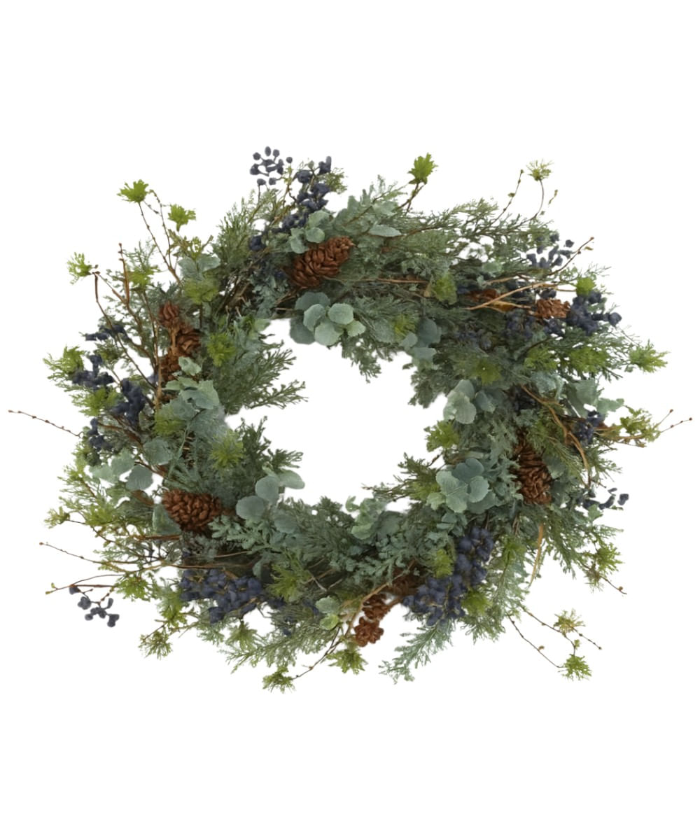 Corona de pino eucalipto y conos de pino 46 cm