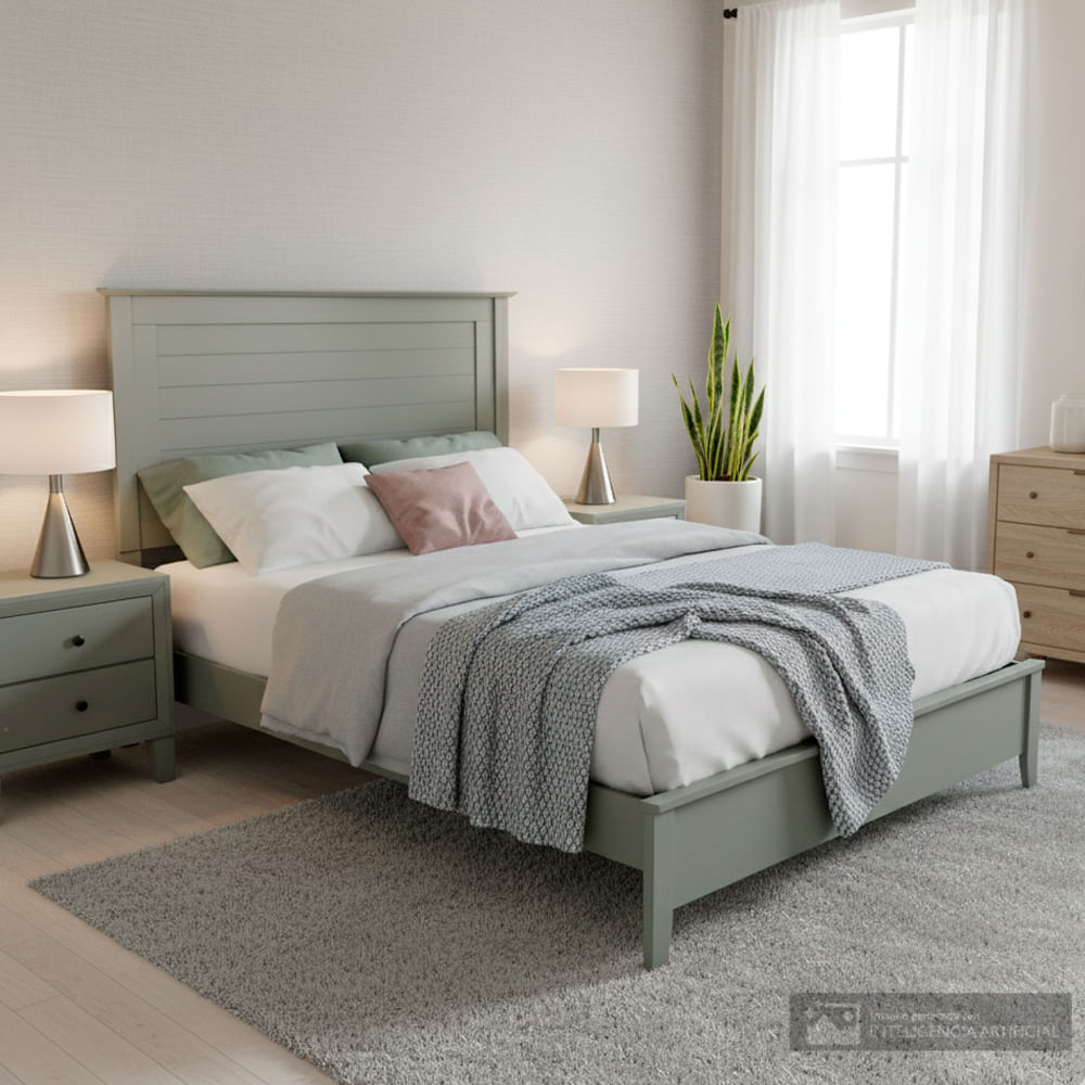 Respaldo Queen con base y mesas de noche