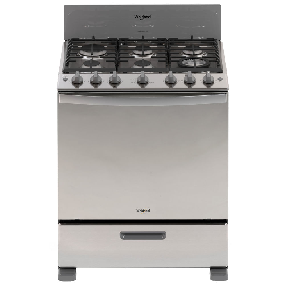 Cocina 6 quemadores con horno 144 L (5.1 PCU) a gas 76 cm (30") con air fryer LWFR5050S Whirlpool
