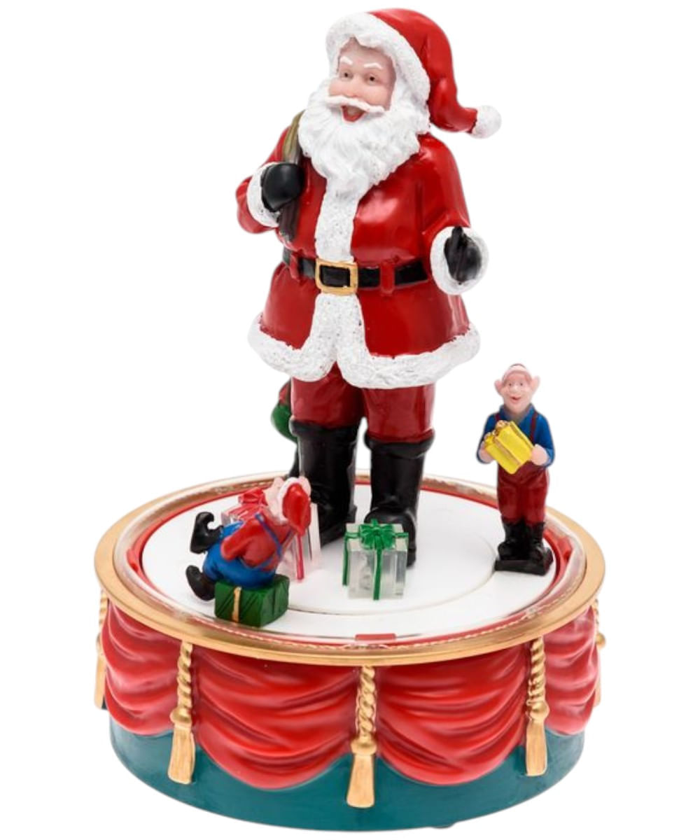 Santa Claus en base giratorio con luz y música 13 x 13 x 19 cm