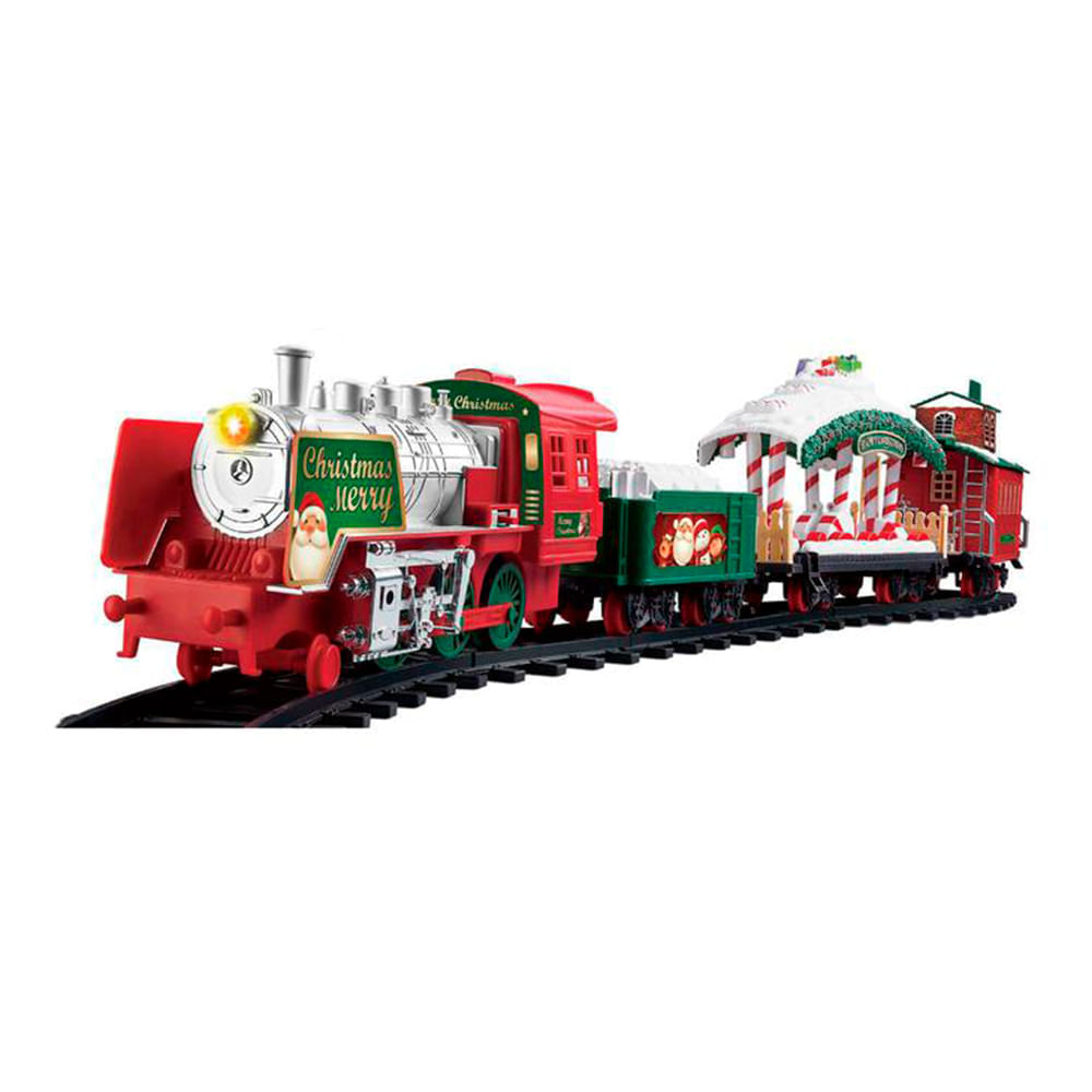 Set de tren navideño con luces y música 160 x 128 cm