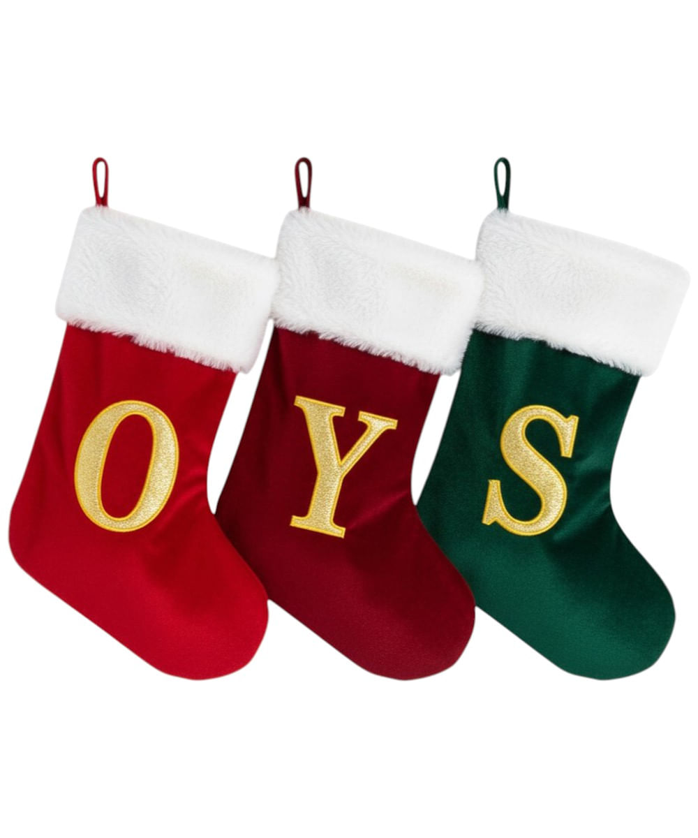 Bota navideña velvet color surtido (1 pieza) 40 x 20 cm