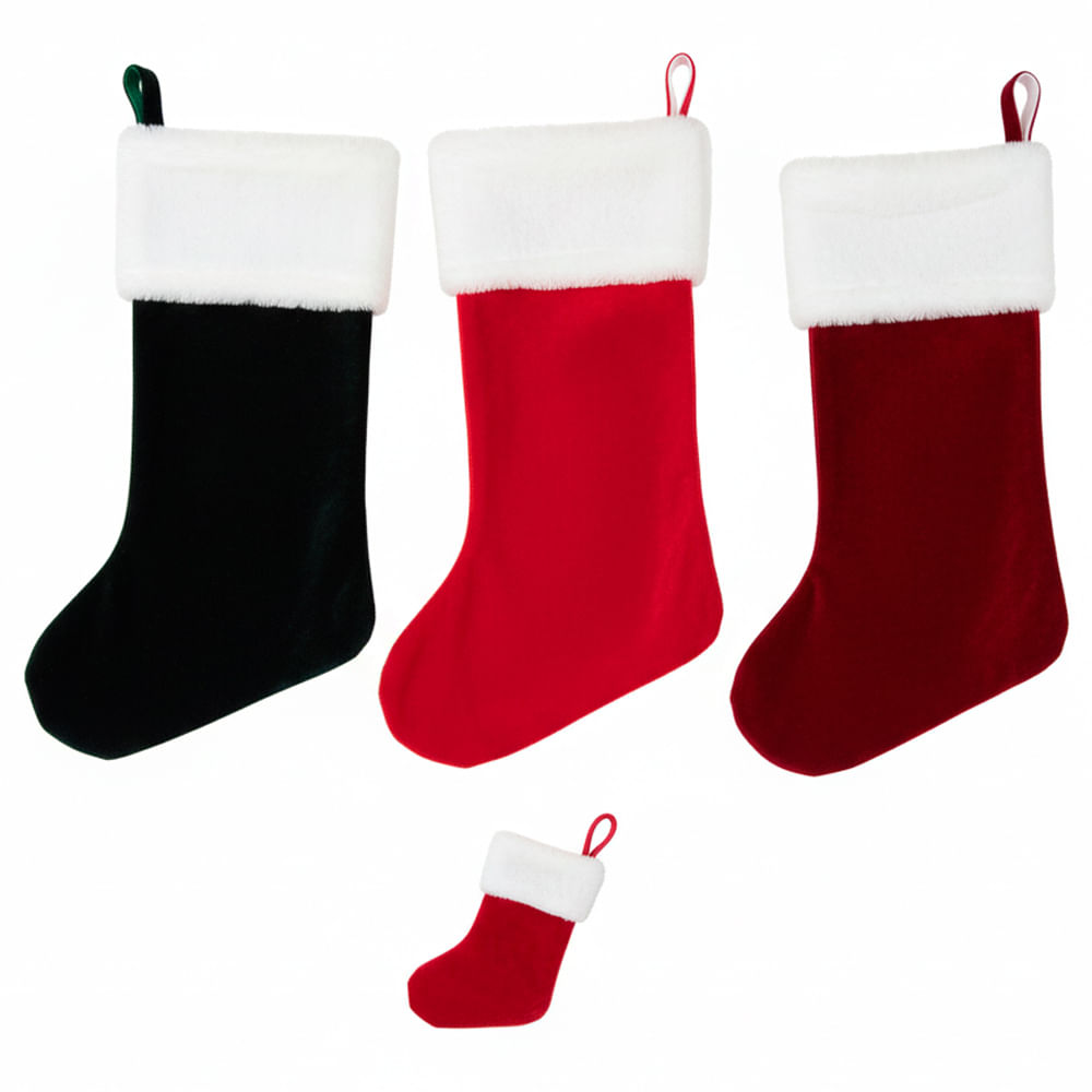 Bota navideña velvet color surtido (1 pieza) 10 x 14 cm