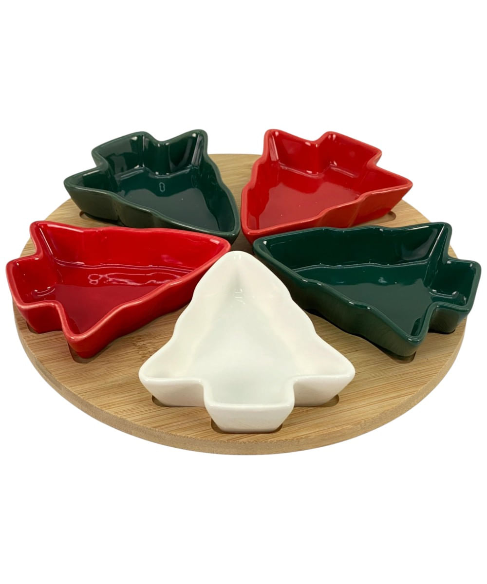 Set de 6 piezas platos para dips con bandeja 2.5 x 3.3 cm