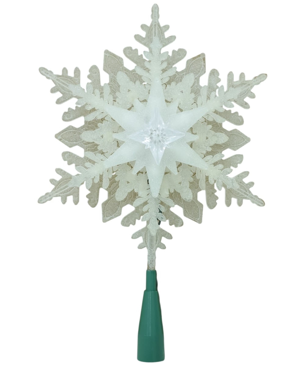 Copo de nieve con luz para punta de árbol 23.5 cm