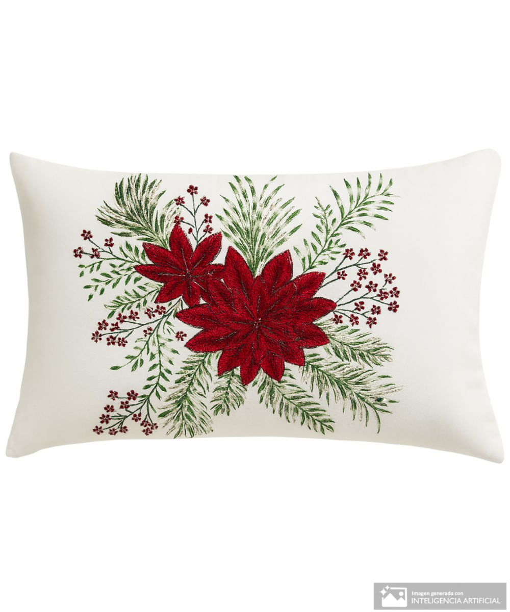 Cojín navideño pascua estampada con bordado 30 x 45 cm