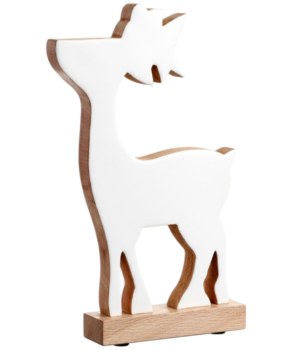 Adorno para mesa reno blanco de madera 34 cm