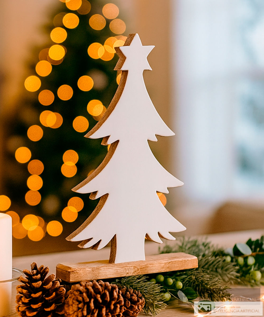 Adorno para mesa árbol navideño blanco de madera 45.72 cm