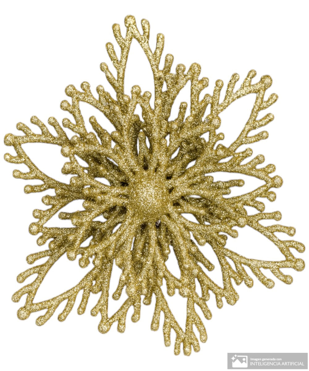 Adorno colgante decorativo copo de nieve dorado 10 cm