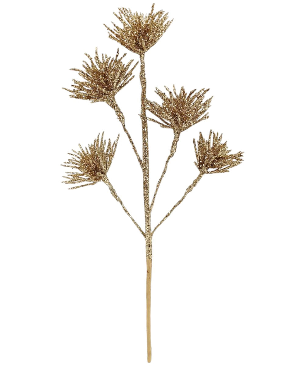 Rama decorativa de pino champagne con glitter 29 cm